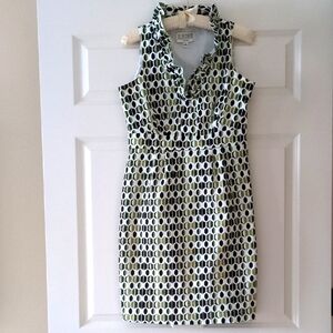 Julian Taylor Dress Mod Shift Mad Men Ruffle V Neck Sleeveless Wiggle